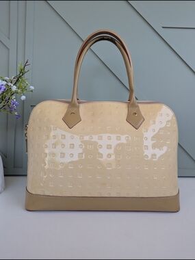 Arcadia ltalian patent leather dome satchel handbag